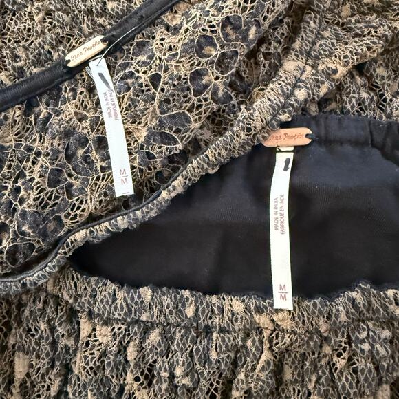 Free People skirt set co-ord top and midi skirt lace matching set boho Medium - Picture 8 of 9